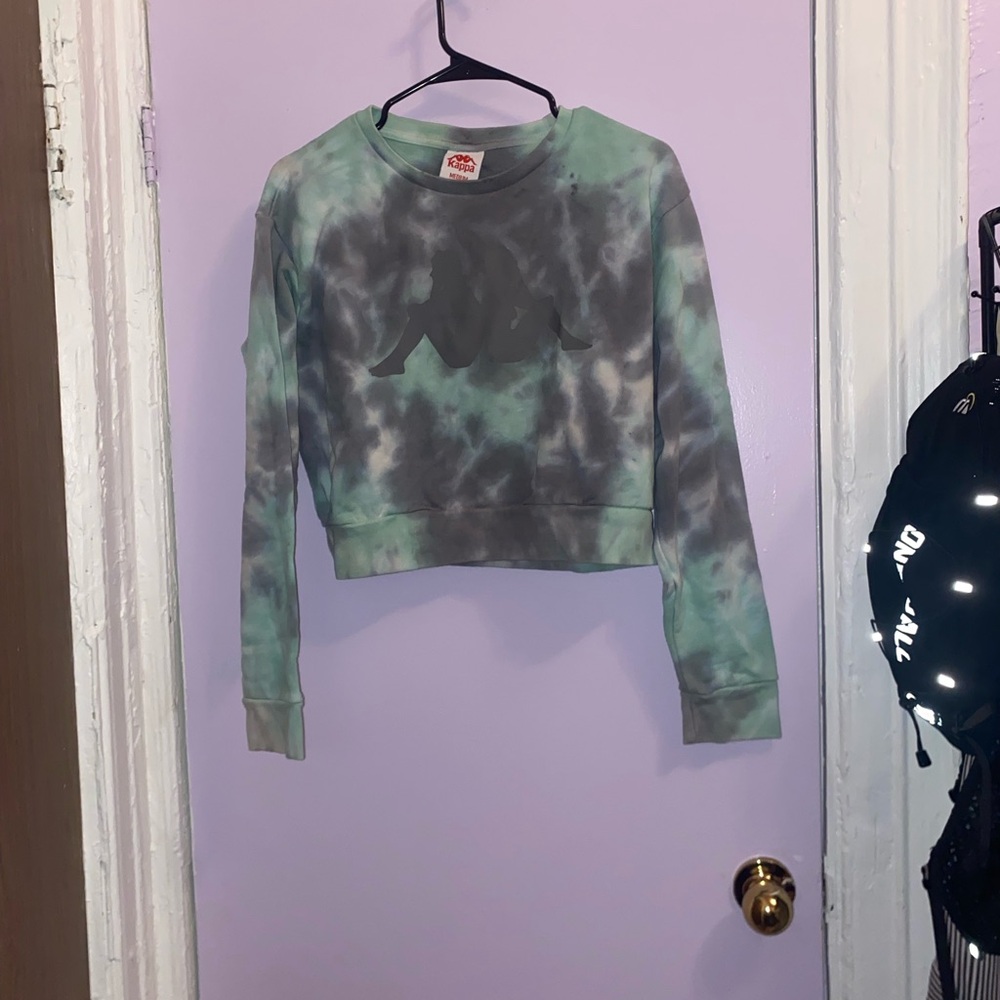Kappa Green and Gray Tie-Dye Sweatshirt